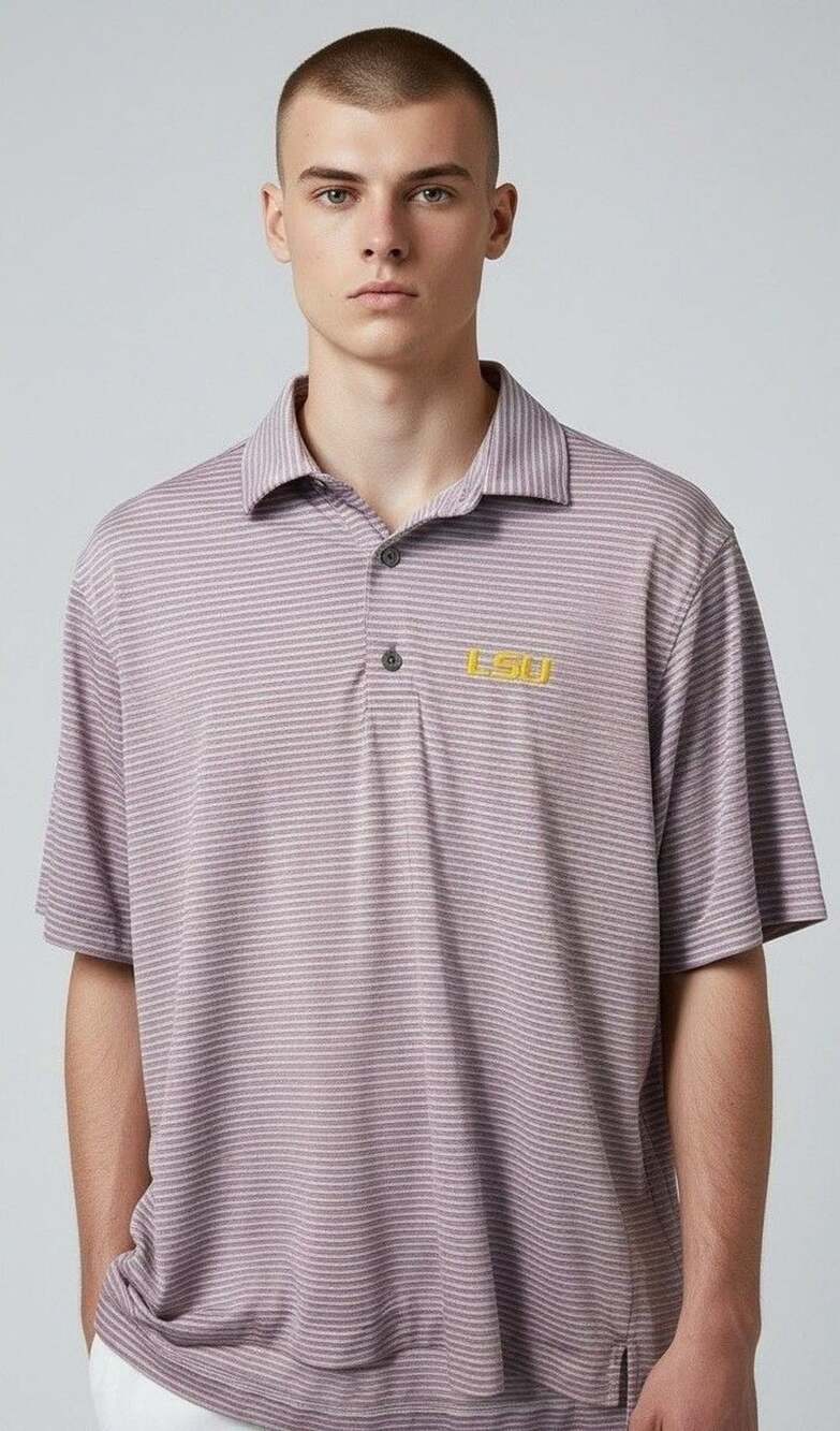 FootJoy LSU Tigers Polo Size M Purple Striped Golf